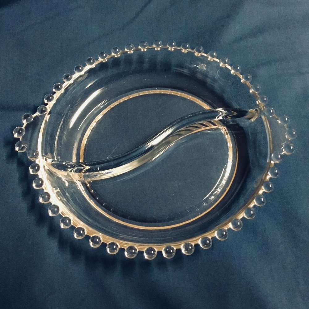 VTG-7" Round Divided Relish/Candy Dish-Two Handled-Imperial Candlewick